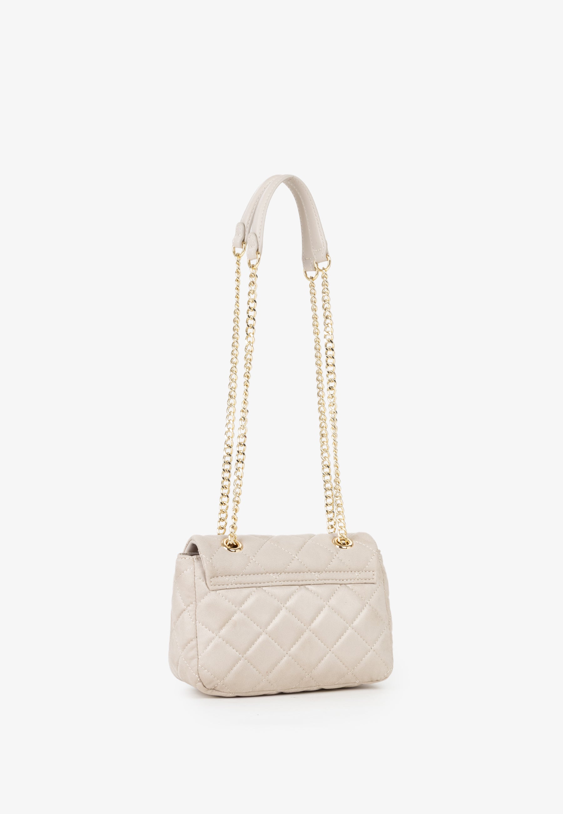 Sac bandoulière femme matelassé écru chaîne dorée