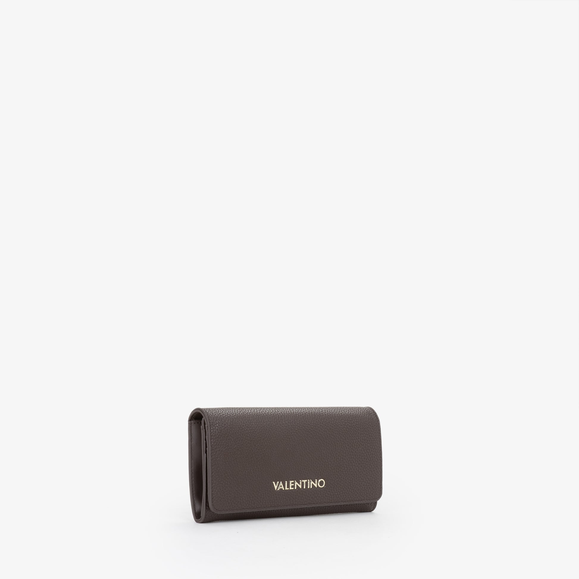 Portefeuille femme simili cuir grainé taupe fermeture clapet