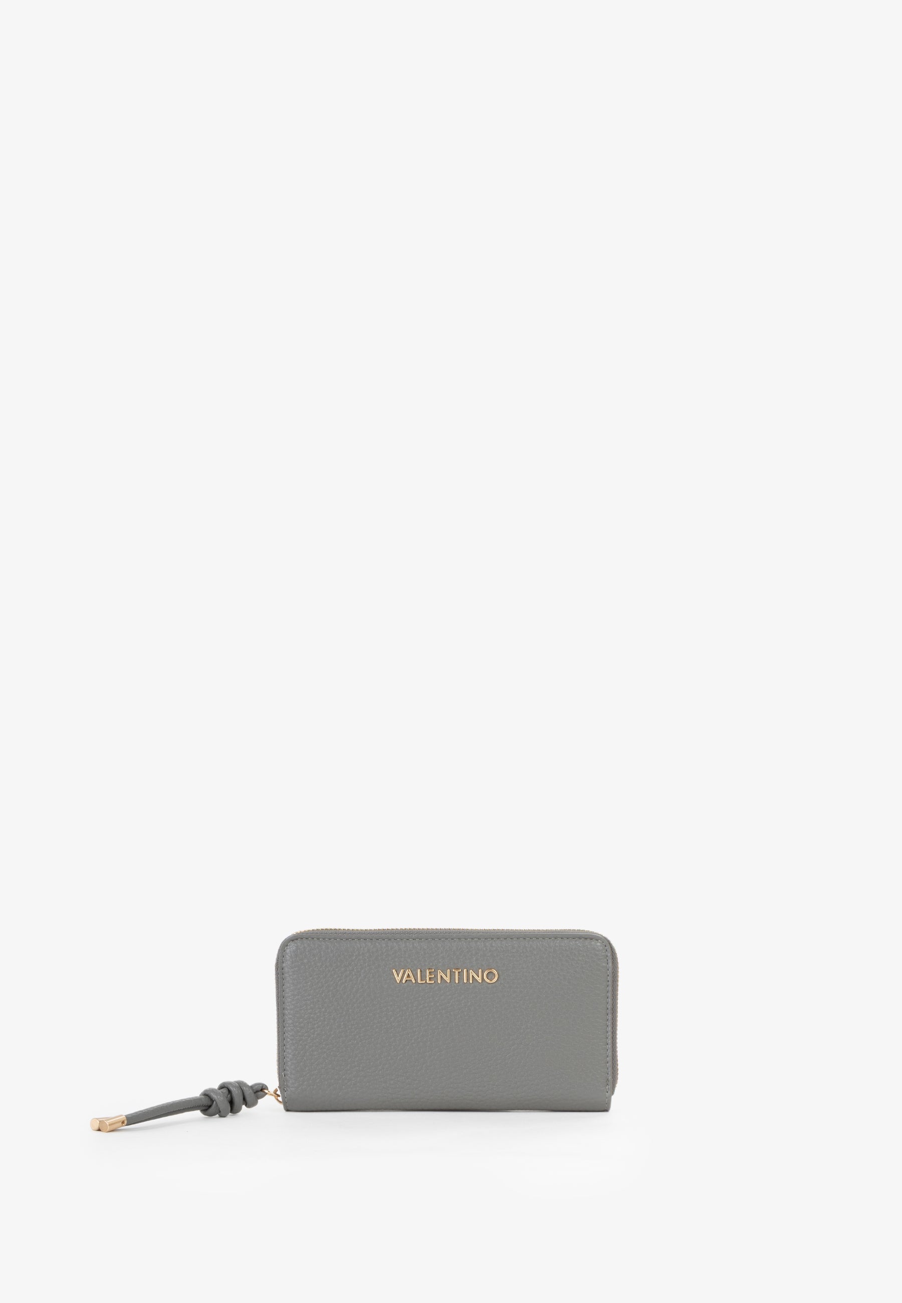 Portefeuille femme zippé grain anthracite fermeture dorée