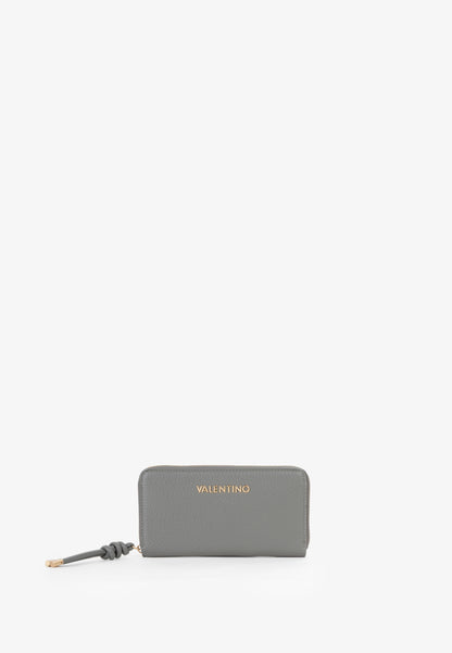 Portefeuille femme zippé grain anthracite fermeture dorée