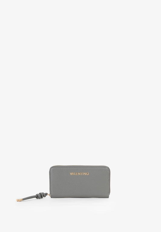 Portefeuille femme zippé grain anthracite fermeture dorée