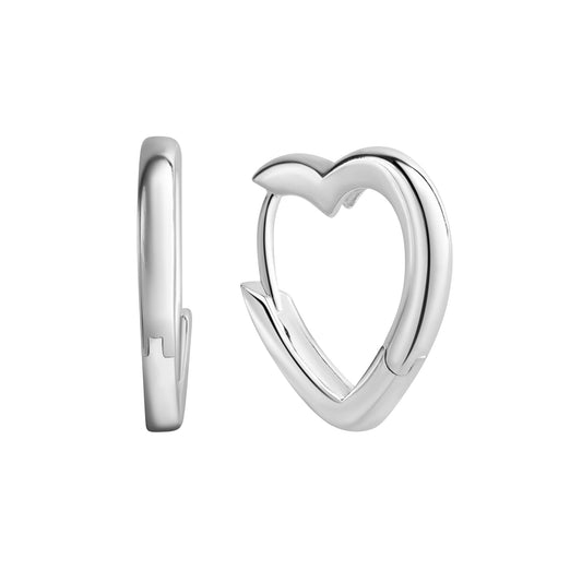 Créoles femme argent rhodié motif cœur charnière