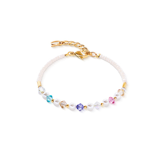 Perles de cristal, verre taillé, acier inoxydable doré