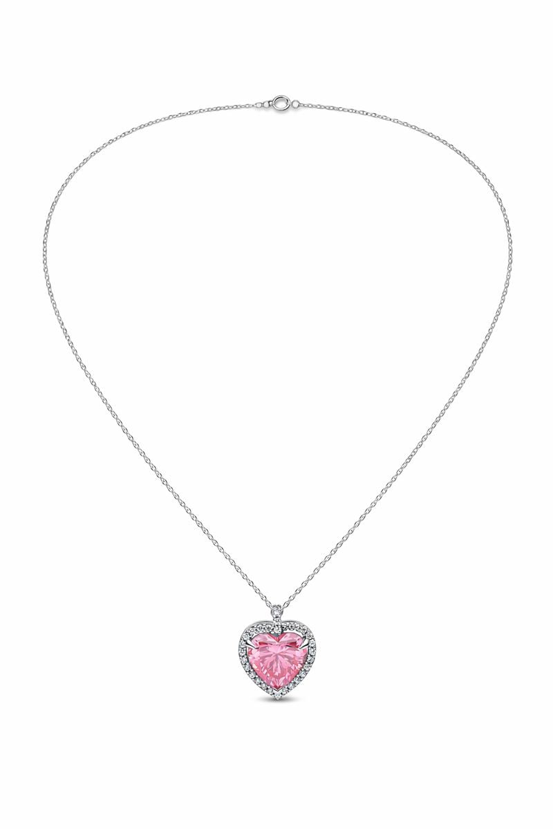 Collier ras du cou cœur halo rose