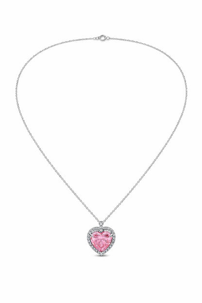 Collier ras du cou cœur halo rose