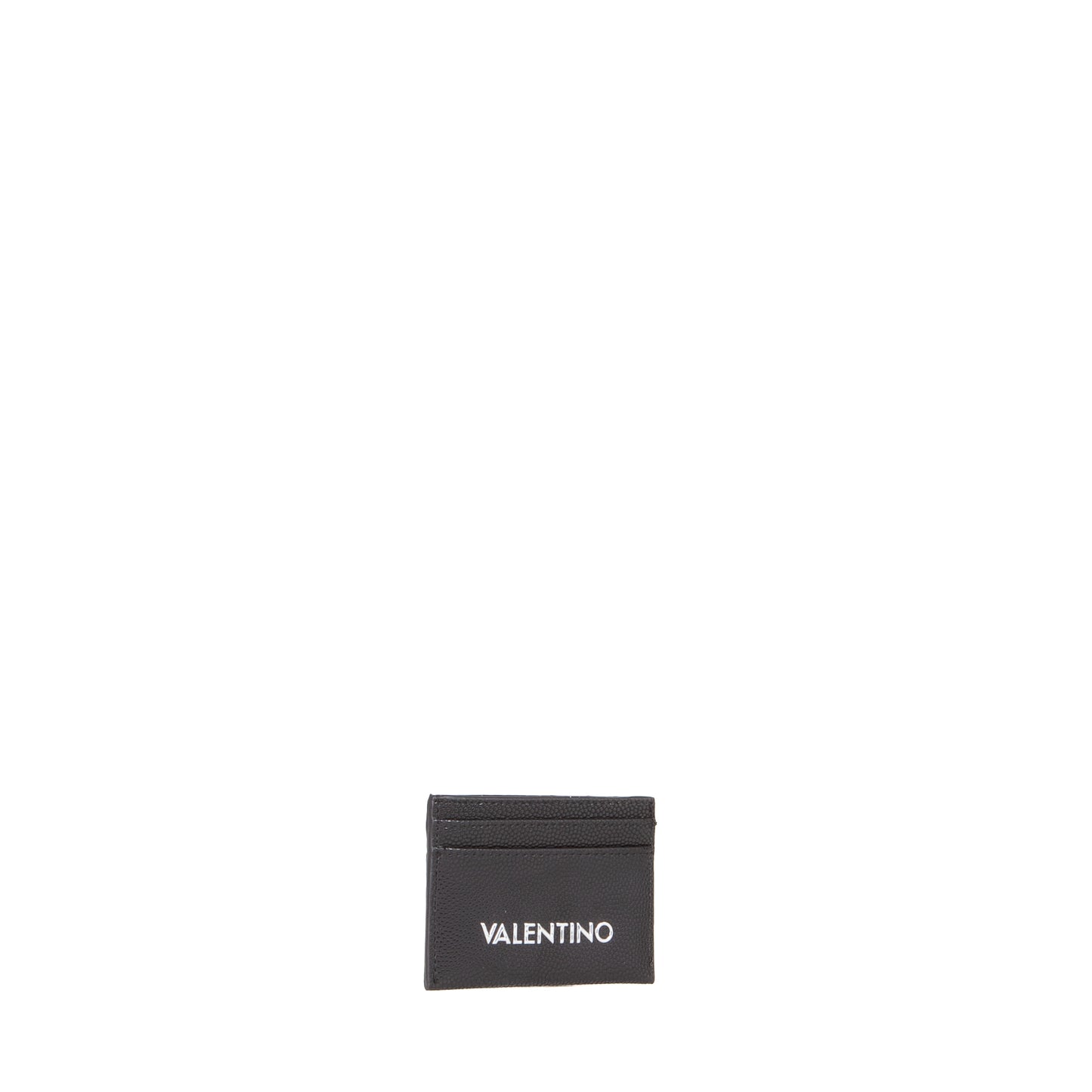 Porte-carte femme cuir grainé noir logo blanc élégant