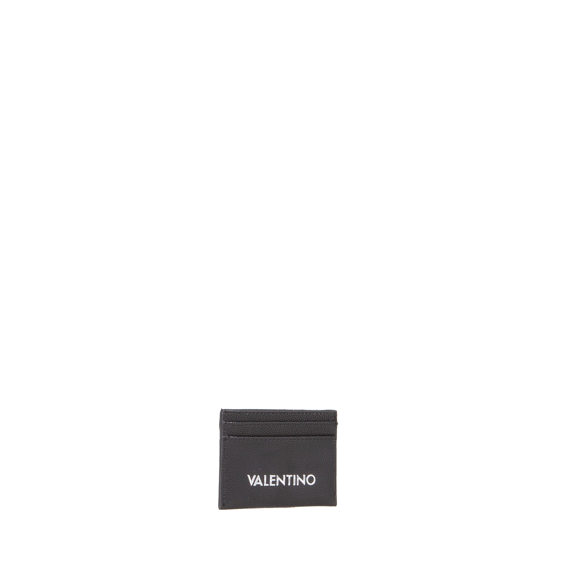 Porte-carte femme cuir grainé noir logo blanc élégant