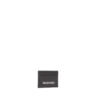 Porte-carte femme cuir grainé noir logo blanc élégant