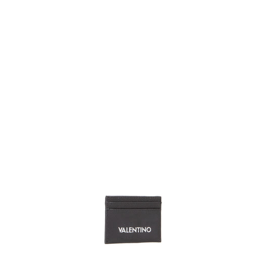 Porte-carte femme cuir grainé noir logo blanc élégant