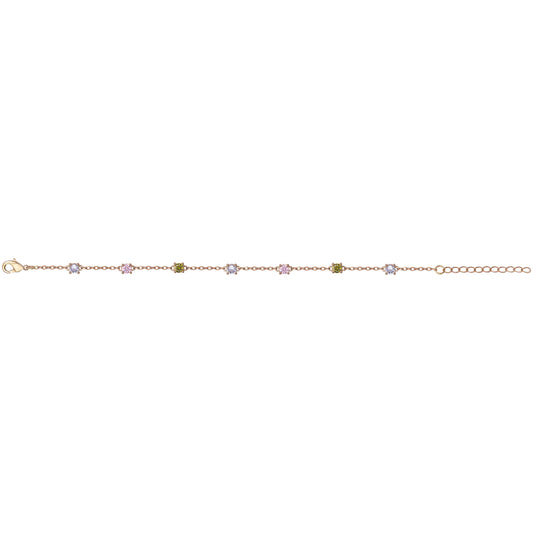 Bracelet femme plaqué or chaîne zirconia multicolore
