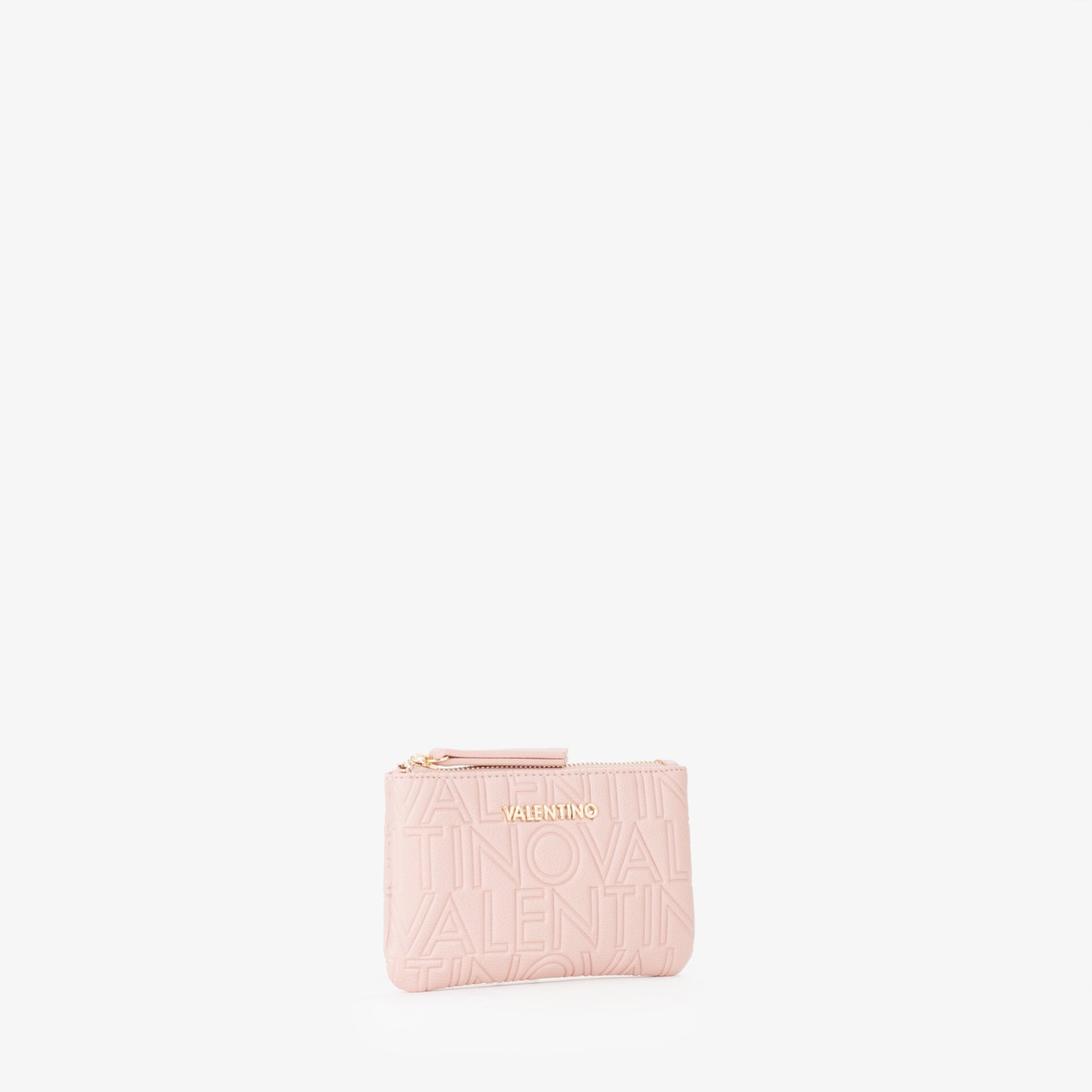 Pochette femme rose cipria monogramme relief zippée