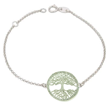 Bracelet femme argent rhodié arbre de vie zirconia