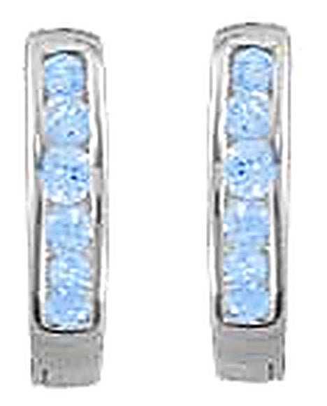 Créoles femme argent rhodié topaze bleue 12 mm