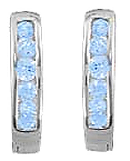 Créoles femme argent rhodié topaze bleue 12 mm