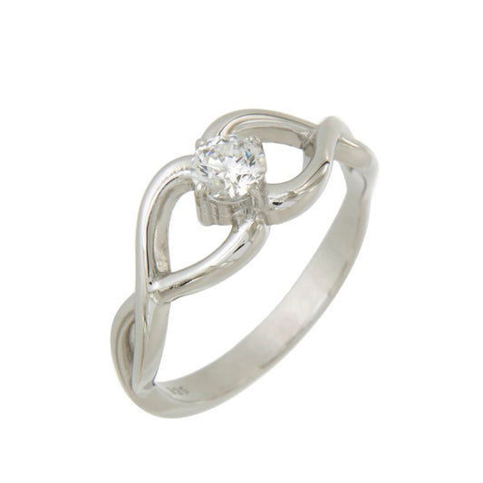 Bague femme argent 925 rhodié zirconia infini
