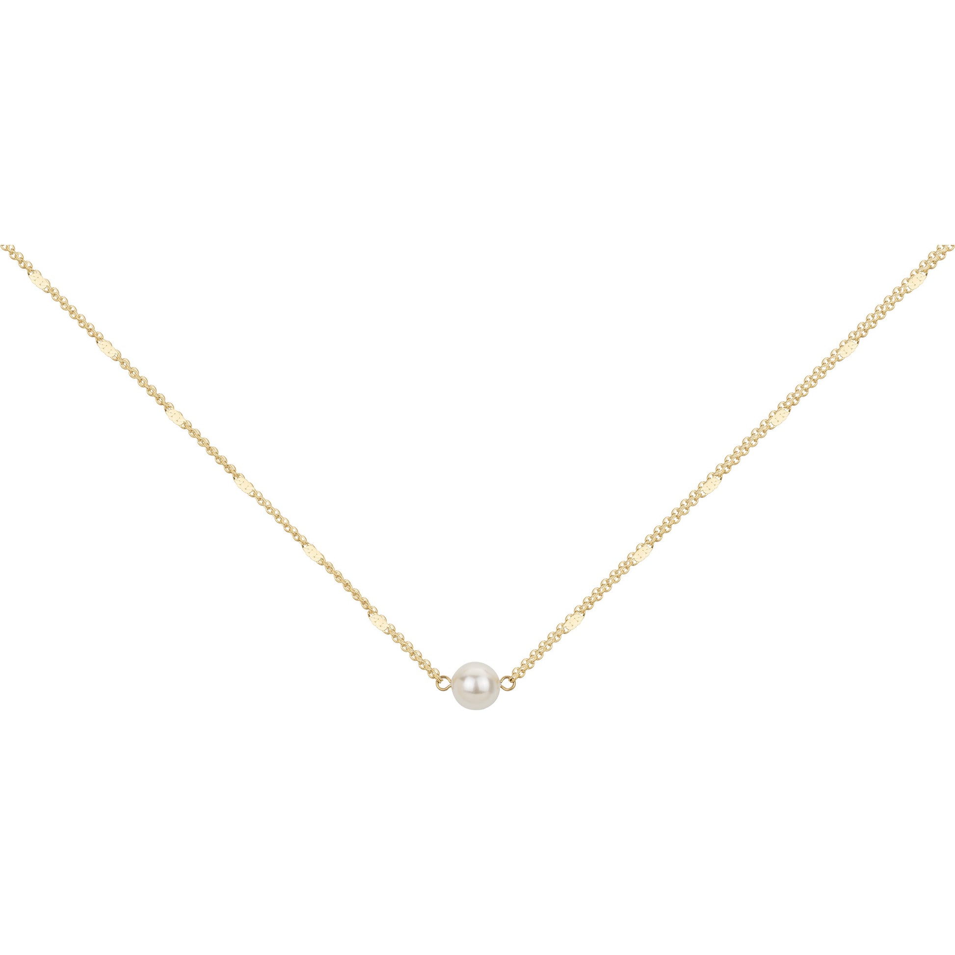 Collier femme acier doré perle synthétique 42 cm