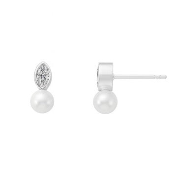 Boucles d'oreilles femme argent 925 zirconia et perle de culture