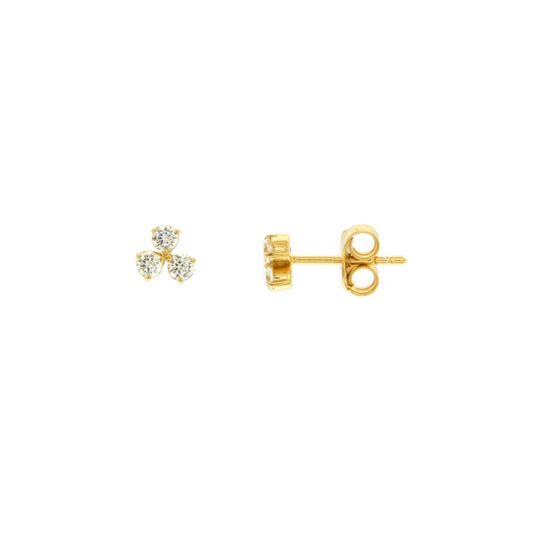Clou d'oreille femme argent doré trio zirconia