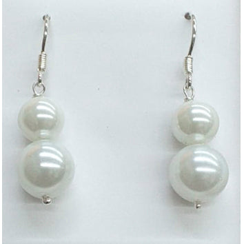 Boucles d'oreilles femme argent 925 rhodié double perle de culture