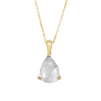 Collier femme or jaune 9ct pendentif zirconia poire