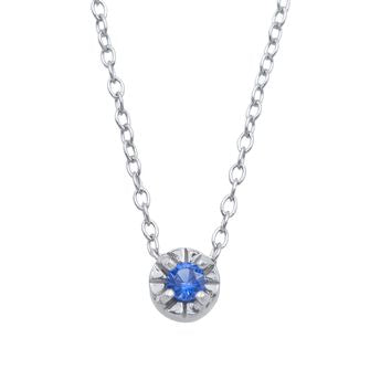 Collier femme argent 925 rhodié saphir synthétique 43cm