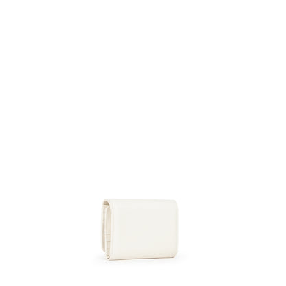 Portefeuille femme écru compact fermeture rabat doré
