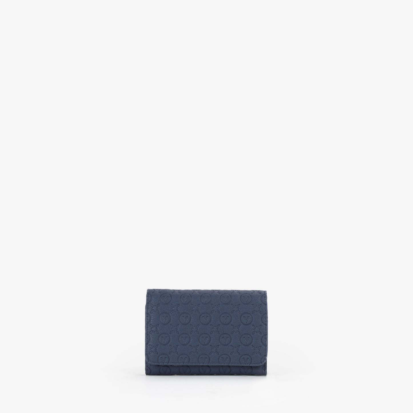 Portefeuille femme bleu marine motif monogramme embossé