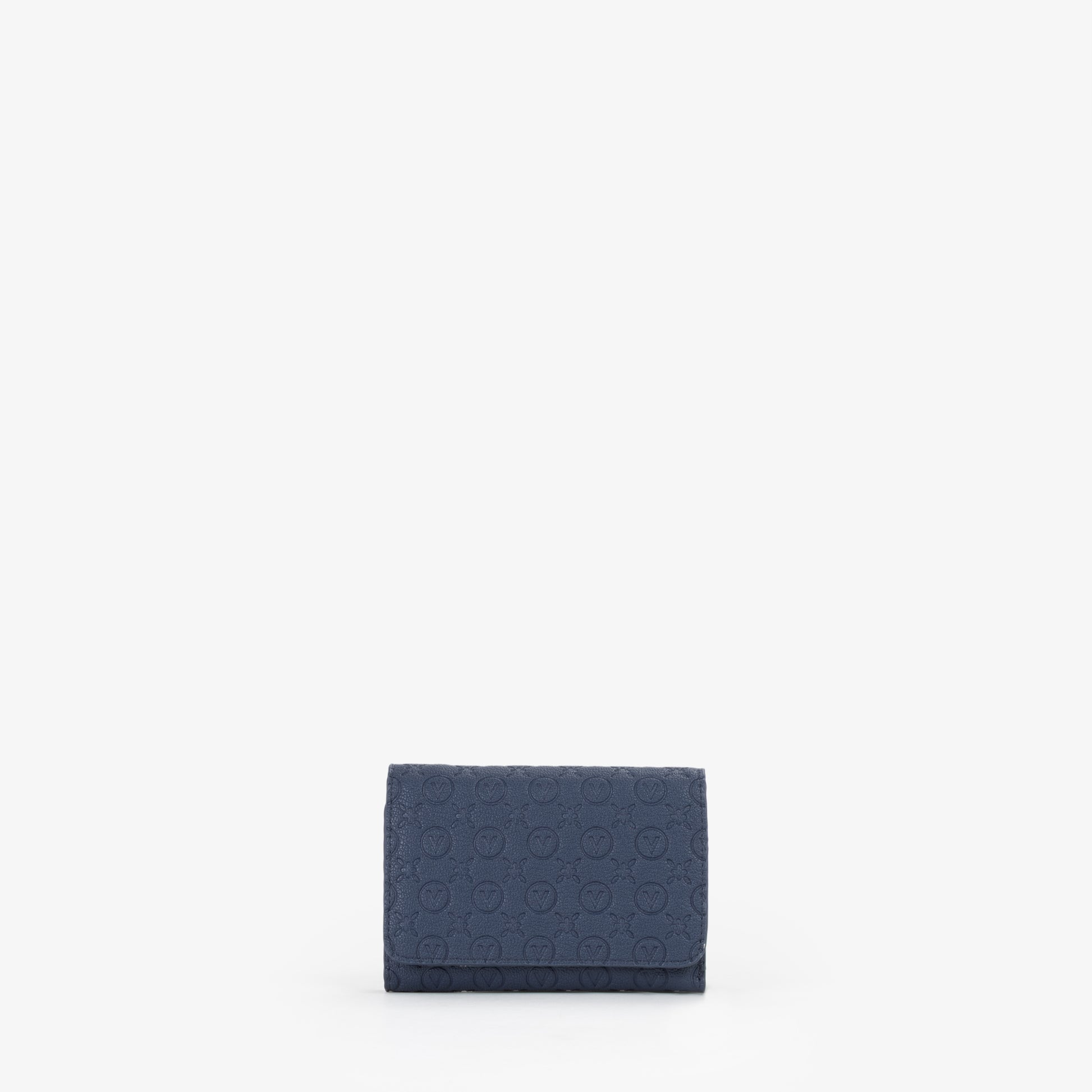 Portefeuille femme bleu marine motif monogramme embossé