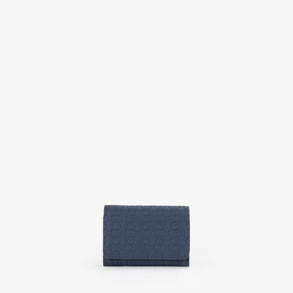 Portefeuille femme bleu marine motif monogramme embossé