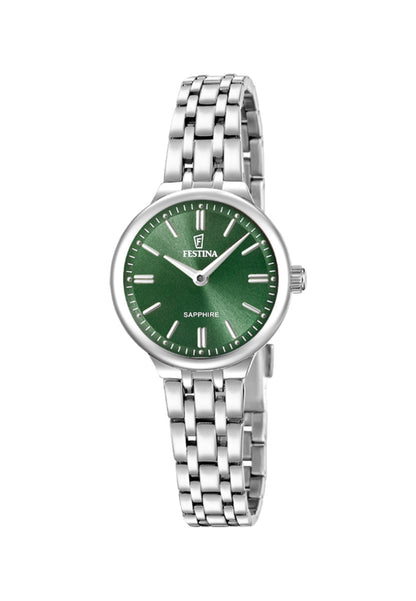 MONTRE MADEMOISELLE VERT, BRACELET ACIER INOXYDABLE, FEMME