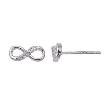 Clous d'oreilles femme argent 925 rhodié motif infini zirconia