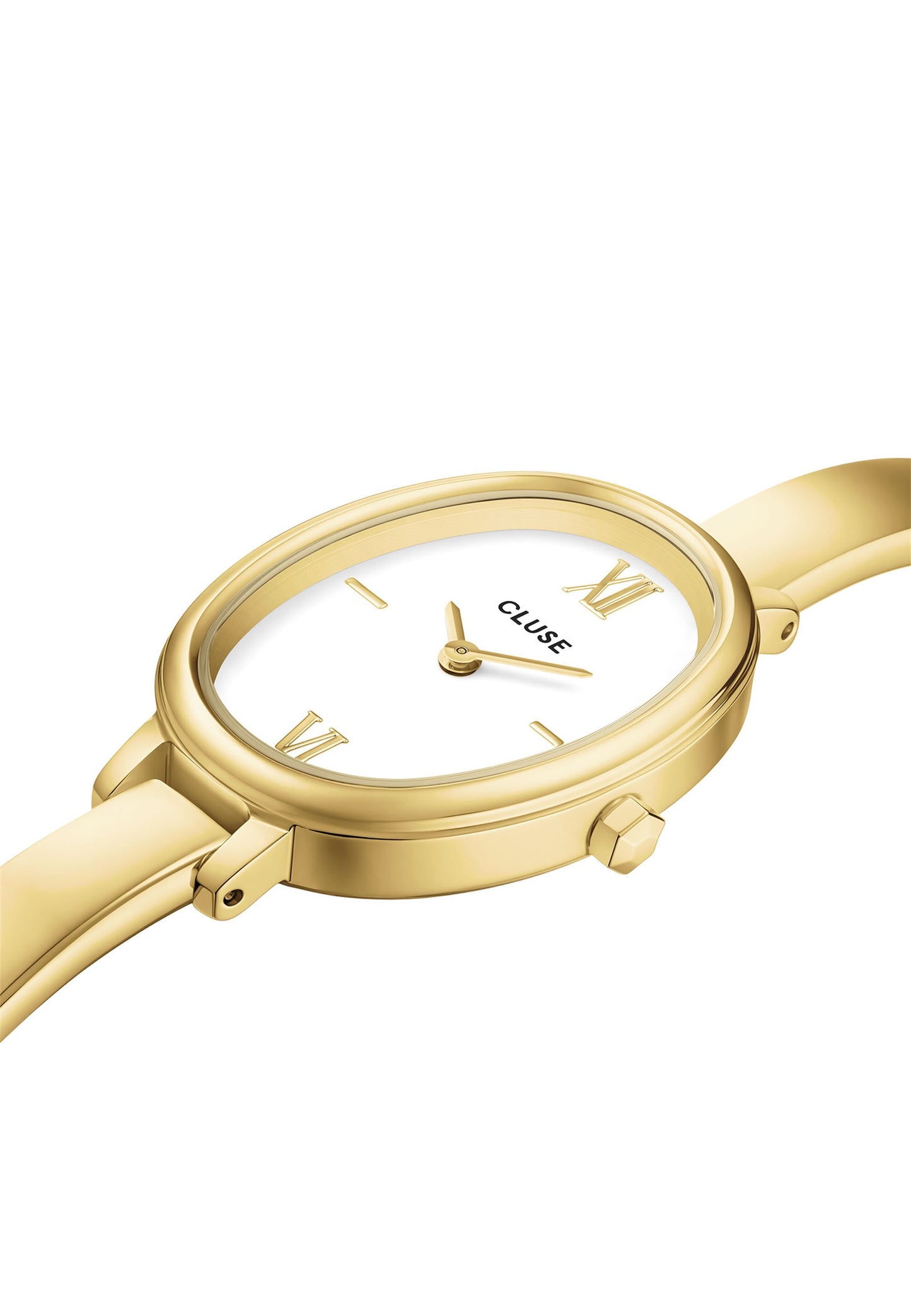 Montre L'Ovale Acier, Blanc, Couleur Or