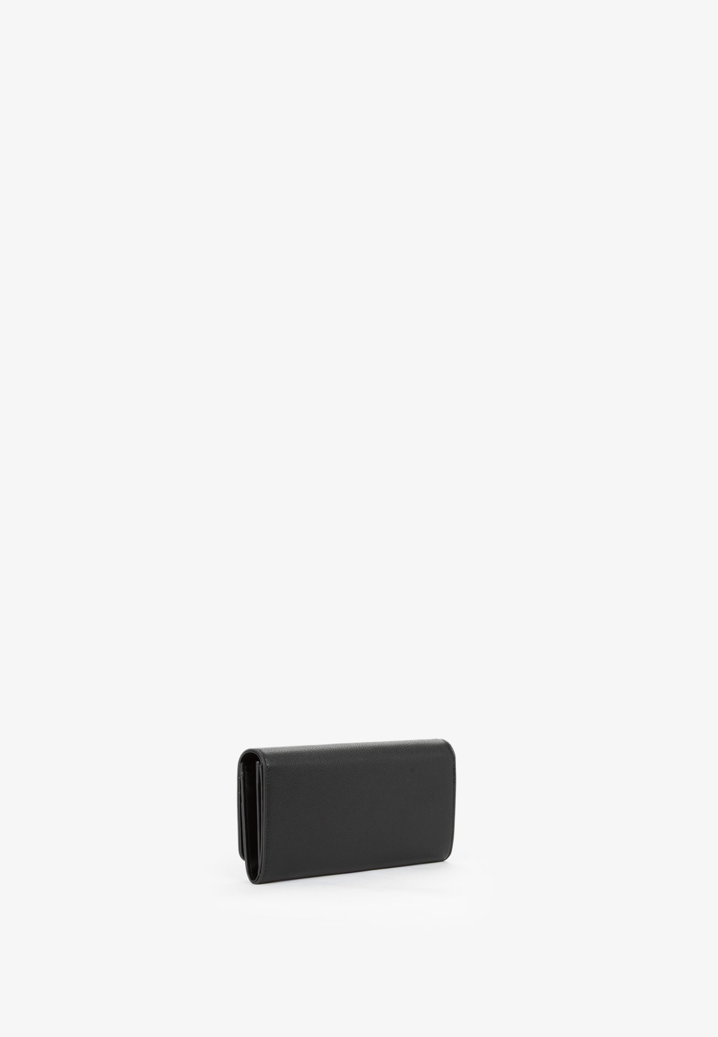 Portefeuille femme cuir grainé noir fermeture rabat