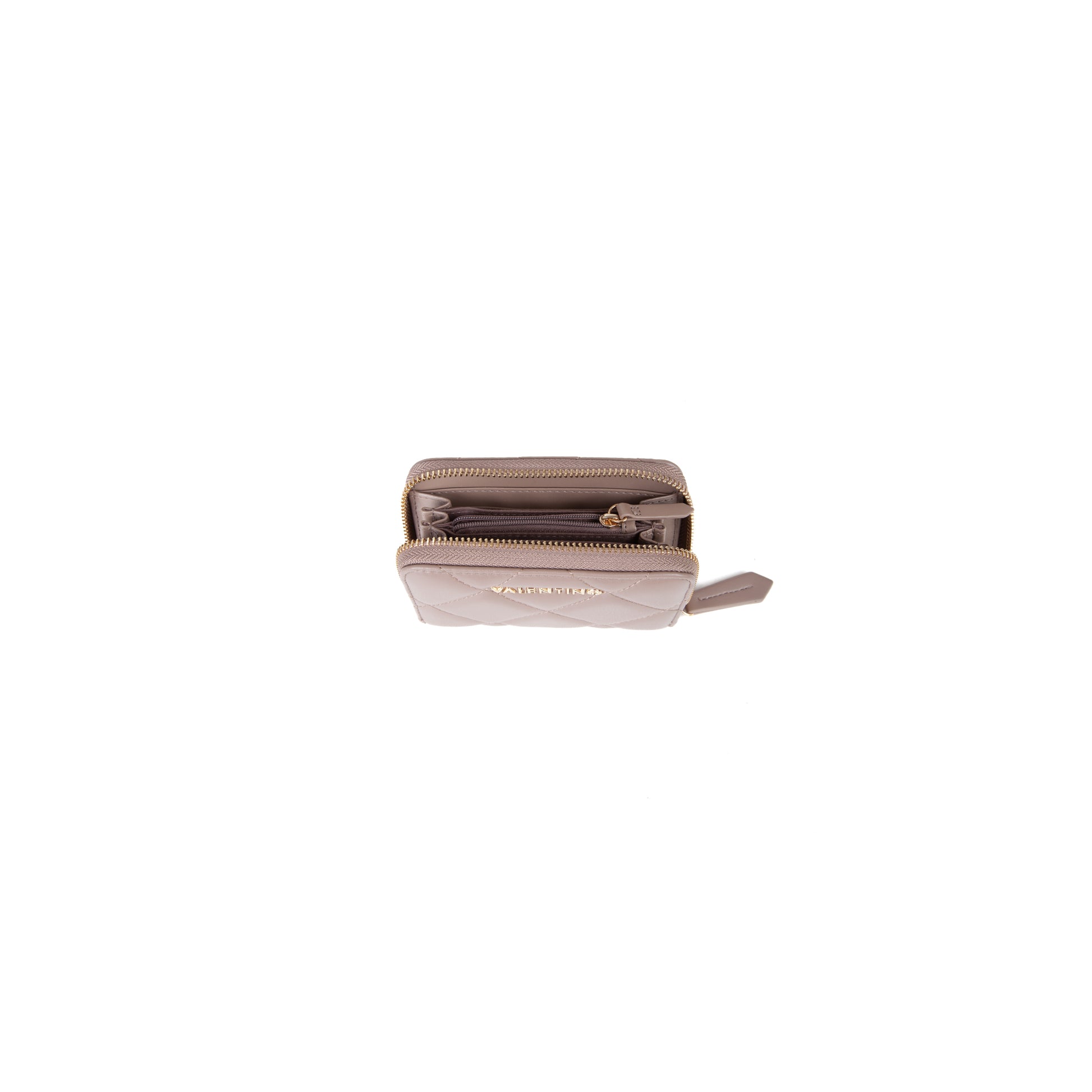 Portefeuille femme matelassé zippé couleur taupe
