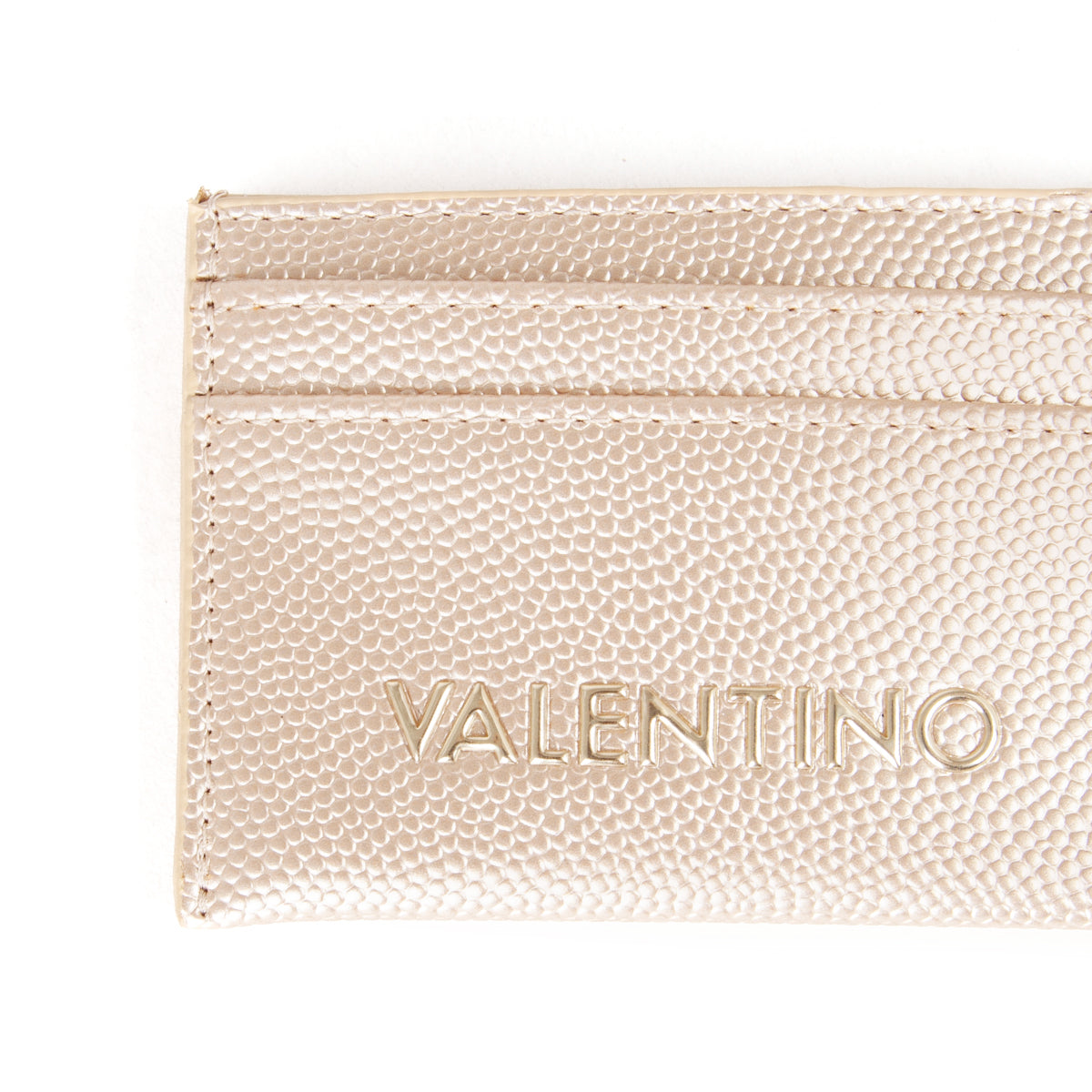 Porte-carte femme cuir grainé doré métallisé Valentino
