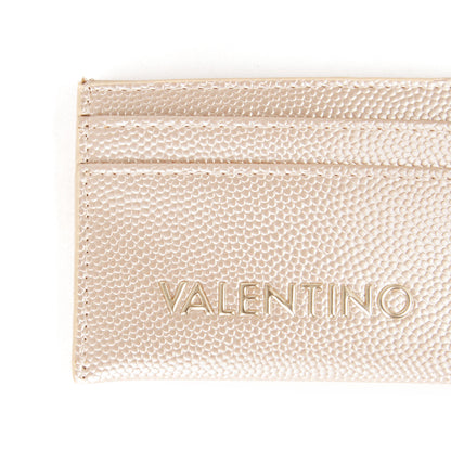 Porte-carte femme cuir grainé doré métallisé Valentino