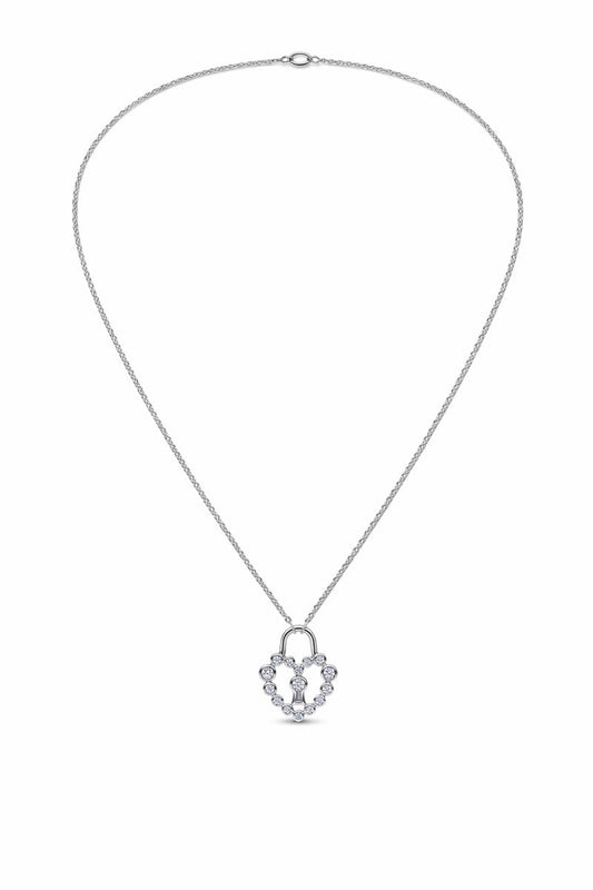 Collier pendentif cadenas cœur scintillant