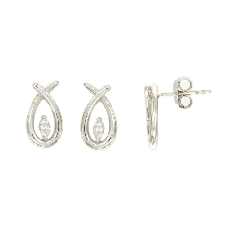 BOUCLES D'OREILLES ARGENT RHODIE - ZIRCONIA