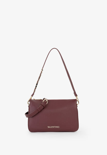 Sac bandoulière femme bordeaux cuir grainé détail doré