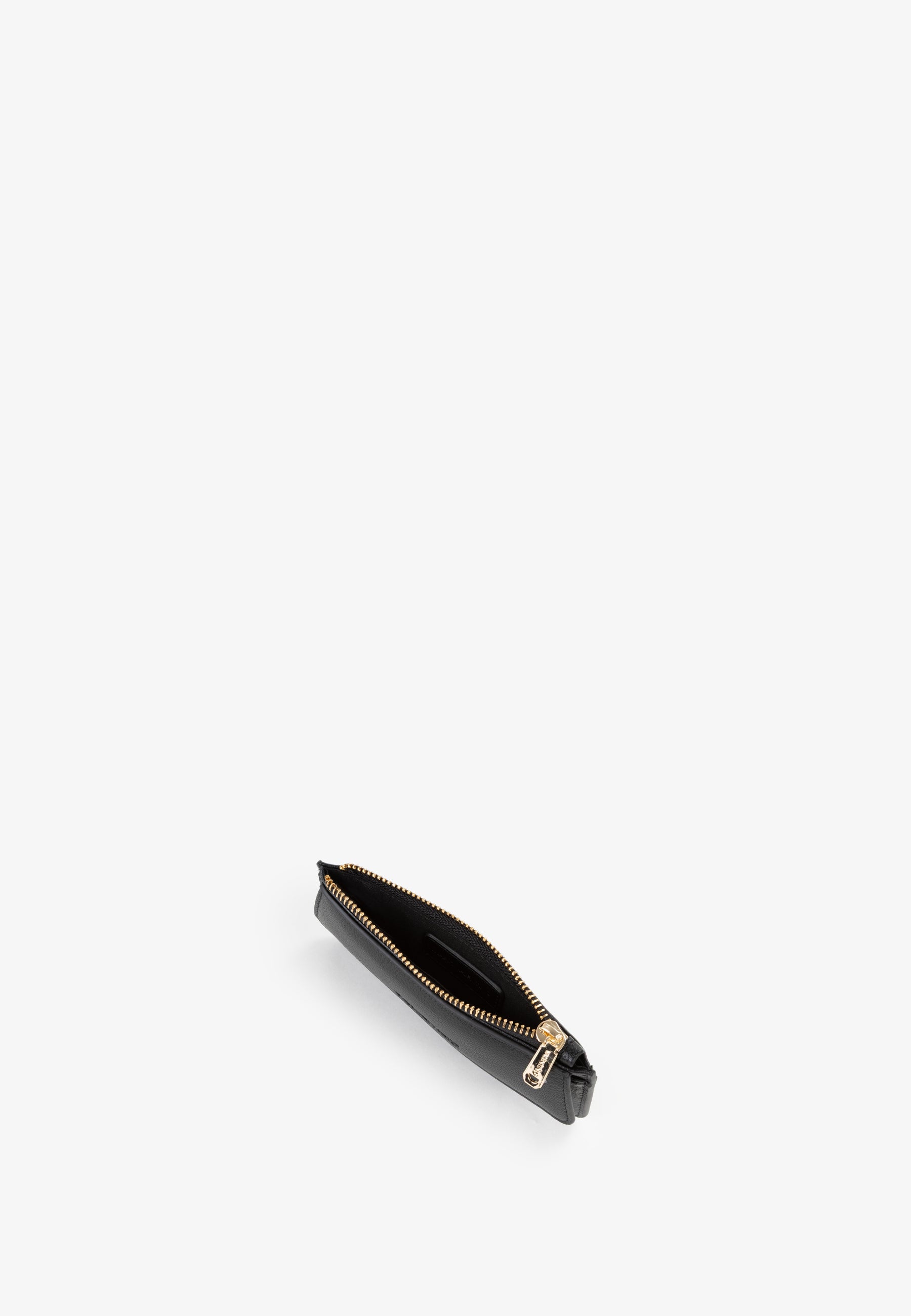 Porte-monnaie femme cuir grainé noir zippé doré