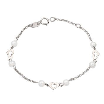 Bracelet femme argent rhodié perles de culture motif cœur