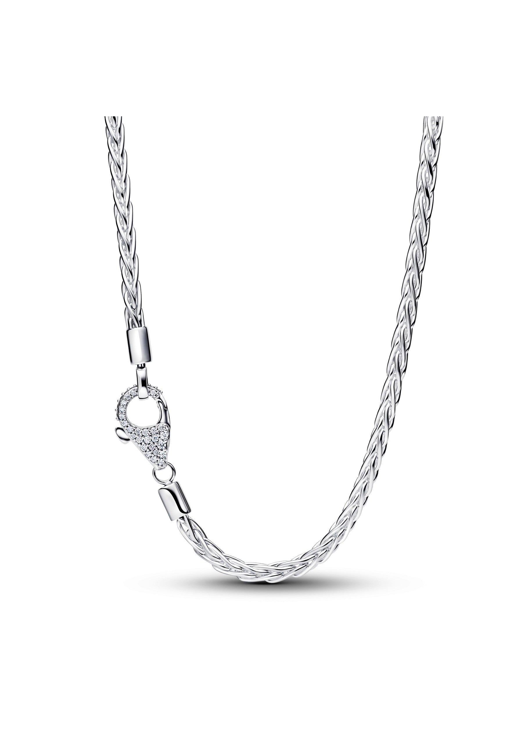 Collier à Charm chaîne queue de renard avec fermoir pavé