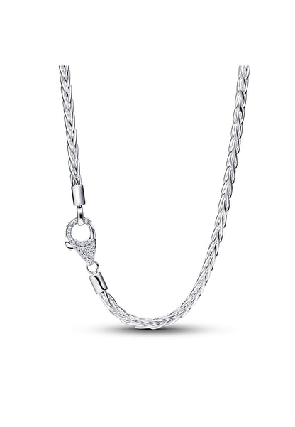 Collier à Charm chaîne queue de renard avec fermoir pavé