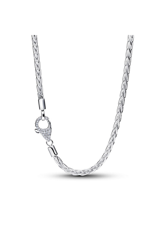 Collier à Charm chaîne queue de renard avec fermoir pavé
