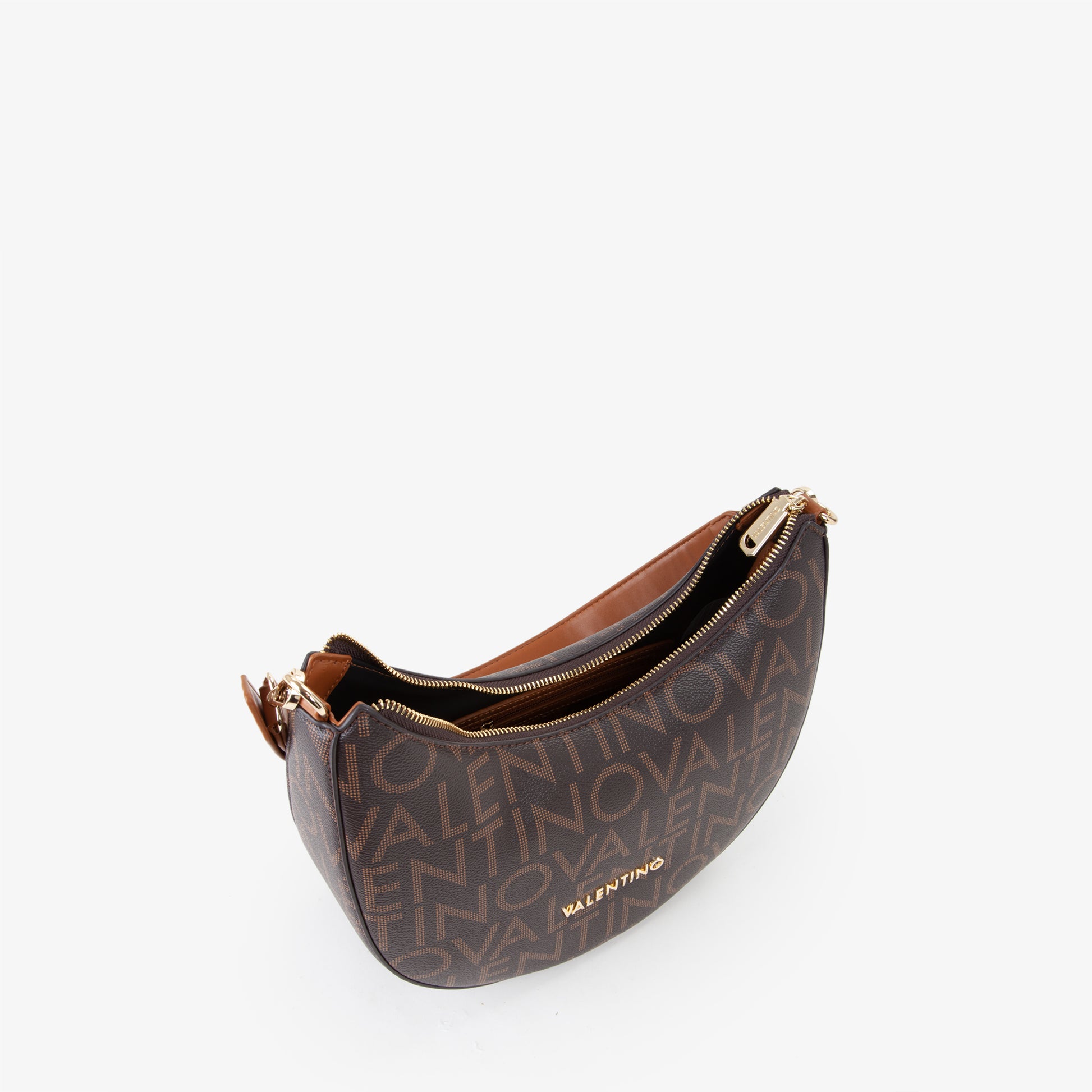 Sac hobo femme monogramme brun camel bandoulière réglable