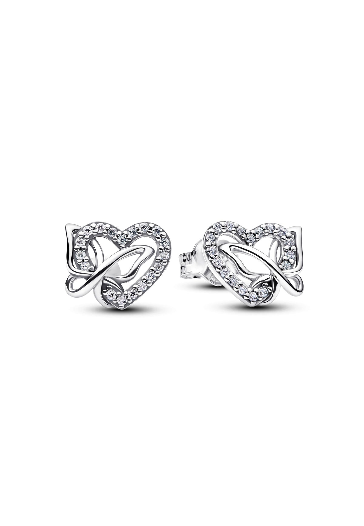 Boucles d'oreilles puces Cœur et Papillon entrelacés