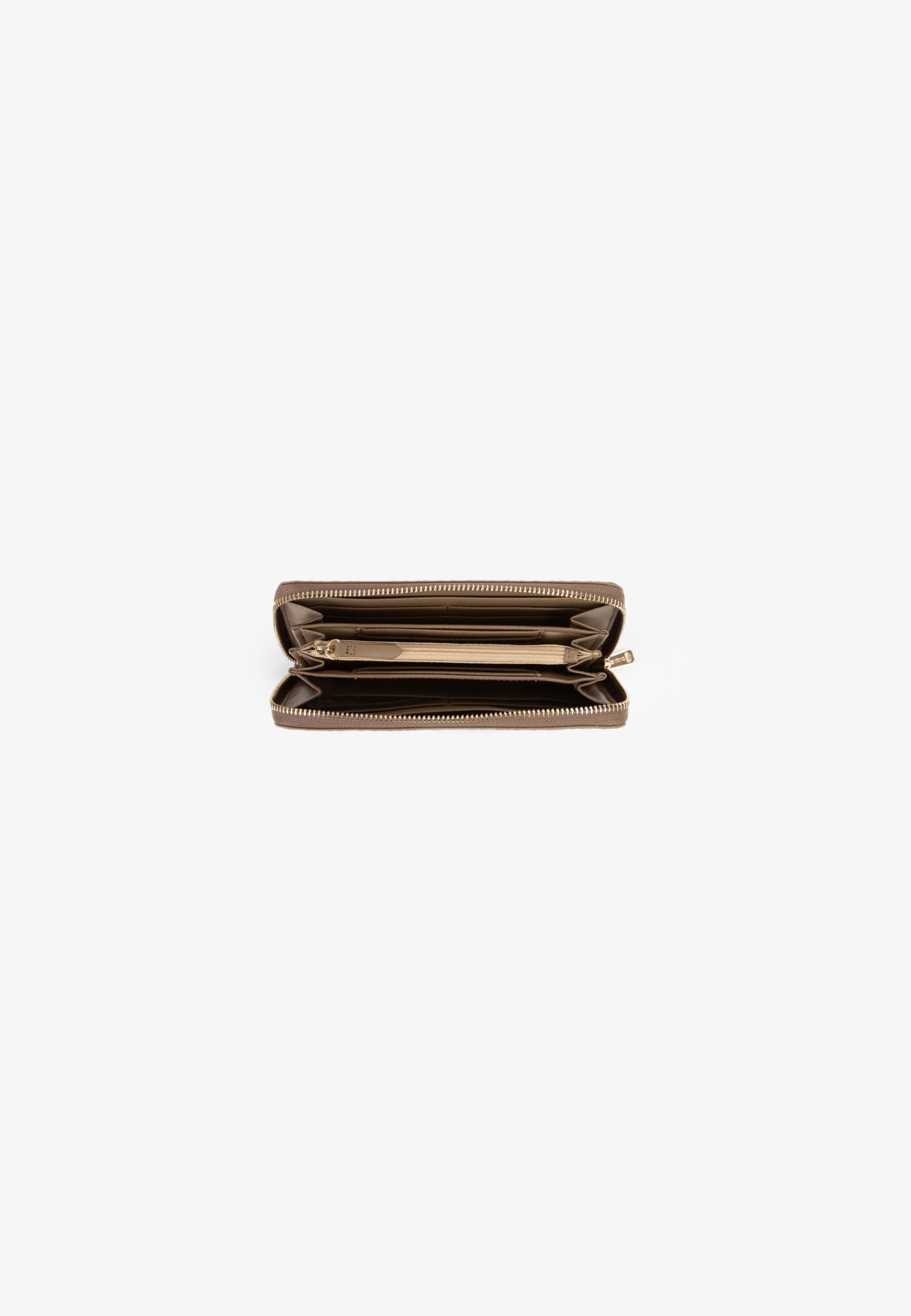 Portefeuille femme beige monogramme zippé zip-around