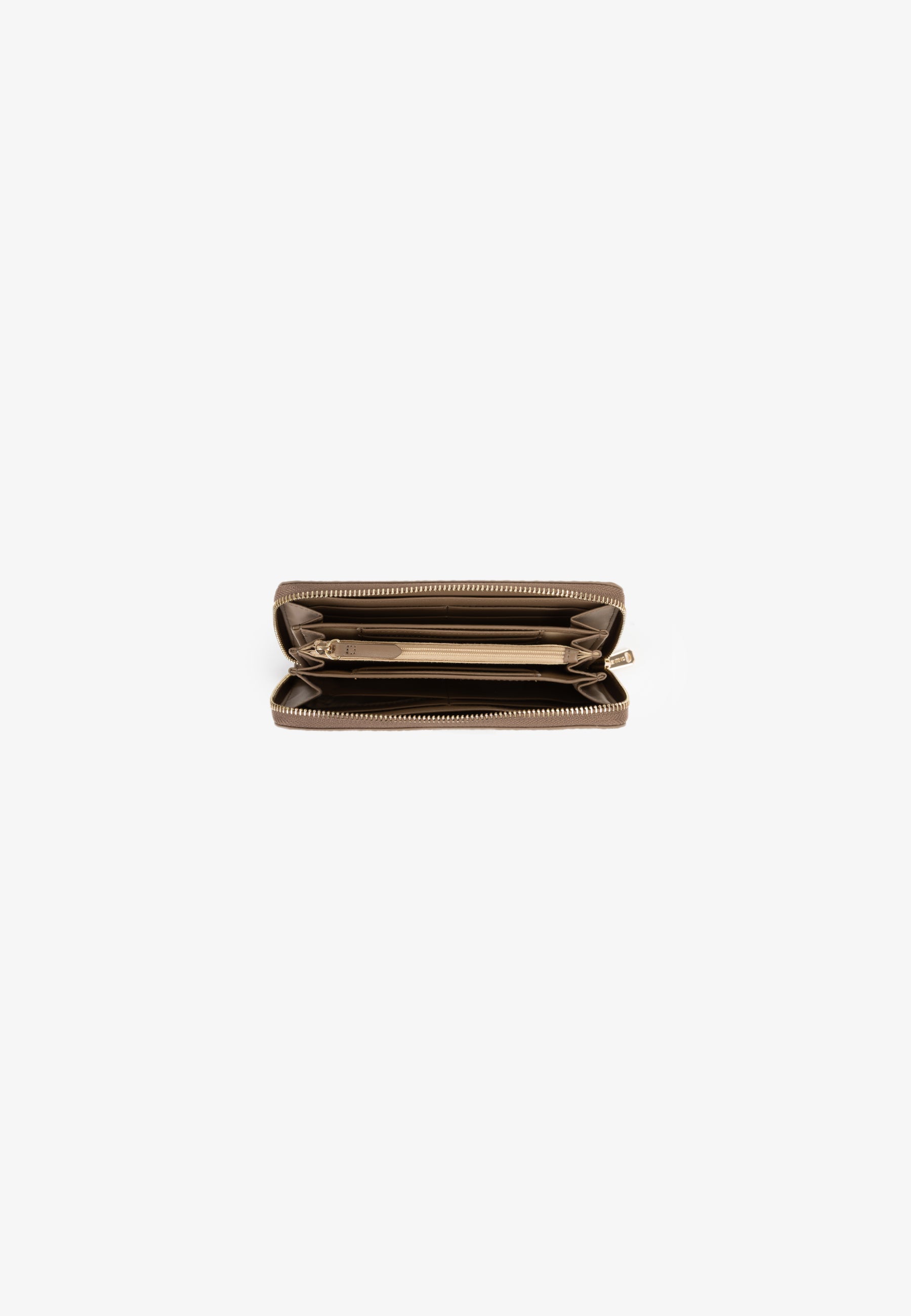 Portefeuille femme beige monogramme zippé zip-around