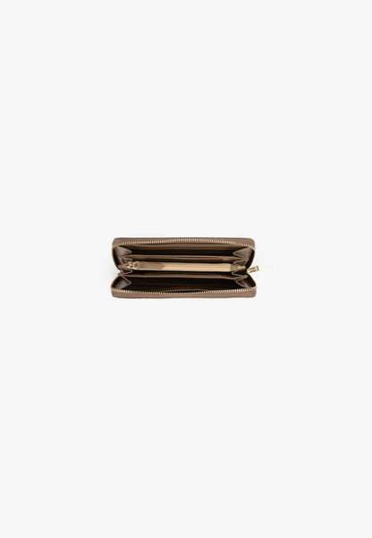 Portefeuille femme beige monogramme zippé zip-around