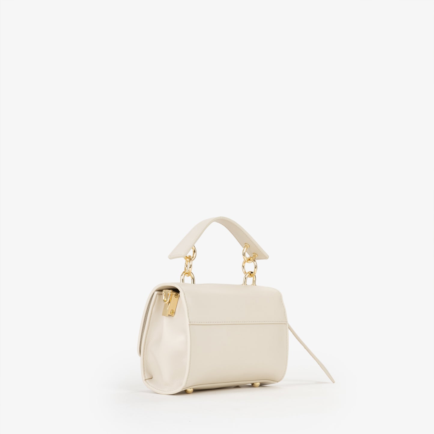 Sac à main femme écru structuré détails dorés